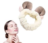 1PC Soft Flannel Headbands Cute Sheep Horn Elastic Hair Band Ultra Soft Hairlace Cosmetic Beauty Tool For Washing Face Shower Spa Facial Mask Skin Care(White)