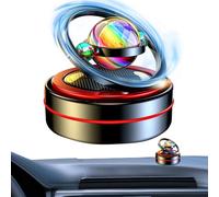 1PC Solar Rotating Aromatherapy Rotating Dashboard Ornaments with 6 Aroma Tablet Solar Air Freshener Auto Spin Car Air Purifier for Vehicle Home Office Women Men Gift Black