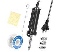 1pc Solder Sucker with 3Nozzles PortableElectric Solder Tin Sucker,AutomaticDesoldering Pump Vacuum 110V30W Electric Desoldering(Black US SET1)