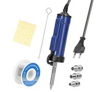 1pc Solder Sucker with 3Nozzles PortableElectric Solder Tin Sucker,AutomaticDesoldering Pump Vacuum 110V30W Electric Desoldering(Blue EU SET1)