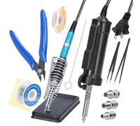 1pc Solder Sucker with 3Nozzles PortableElectric Solder Tin Sucker,AutomaticDesoldering Pump Vacuum 110V30W Electric Desoldering(Black US SET2)