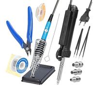 1pc Solder Sucker with 3Nozzles PortableElectric Solder Tin Sucker,AutomaticDesoldering Pump Vacuum 110V30W Electric Desoldering(Black EU SET2)