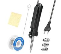 1pc Solder Sucker with 3Nozzles PortableElectric Solder Tin Sucker,AutomaticDesoldering Pump Vacuum 110V30W Electric Desoldering(Black EU SET1)