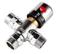 1pc Solid Copper 3-Way Thermostatic Mixing Valve 3/4 Inch - Temperature Control Valve for Solar Water Heaters