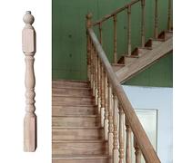 1pc Solid Poplar Wood Stair Baluster - 37.4" Tall Spindle for Indoor/Outdoor Railing(Large End Post 120cm/47.2in)