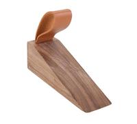 1pc Solid Wood Door Stopper Non-Slip Stop Kids Protect Leather Rope Wedge Anti-Collision Creative Home Decor Beech/Black Walnut for Home and Office(Small Black Walnut)