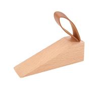 1pc Solid Wood Door Stopper Non-Slip Stop Kids Protect Leather Rope Wedge Anti-Collision Creative Home Decor Beech/Black Walnut for Home and Office(Small Beech)