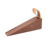1pc Solid Wood Door Stopper Non-Slip Stop Kids Protect Leather Rope Wedge Anti-Collision Creative Home Decor Beech/Black Walnut for Home and Office(Large Black Walnut)