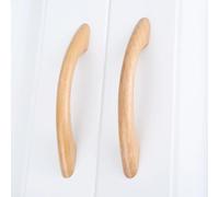1Pc Solid Wooden Cabinet Knob and Handle Door Drawer Wood Pull Handle 64-128MM Kitchen Cabinet Furniture HandleKnobs(I 96mm Hole Distance)