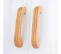 1Pc Solid Wooden Cabinet Knob and Handle Door Drawer Wood Pull Handle 64-128MM Kitchen Cabinet Furniture HandleKnobs(H 96mm Hole Distance)