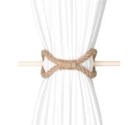 1pc Solid Wooden Stick Simple Curtain Binding Rope Curtain Tieback Curtain Buckle Curtain Holdback For Room Decor for Home Decoration(Hemp)