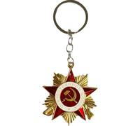 1pc Soviet Ussr Red Star Hammer and Sickle Keychain Soviet Communist Metal Keyring Key Chain Key Accessory Jewelry Gifts