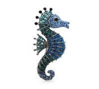 1pc Sparkling Rhinestone Seahorse Brooches 3-color Sea Animal Office Casual Brooch Pins Gifts