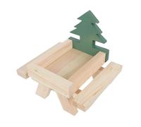 1Pc Squirrel Feeder Picnic Table for Outdoor Feeding Durable Corn Cob Rack for Squirrels Wildlife Attract Birds Animals Easy to Clean Natural Wood Design