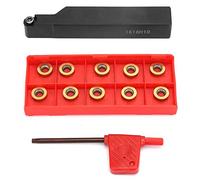1pc SRAPR1616H10 Lathe Turning Tool Holder + 10pcs RPMT10T3MO Inserts Blades with Wrench for Steel Semi-Finishing