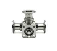 1PC SS304 SS316 Stainless Steel T Type L Type Ball High Platform Clamp Type Fast-Mounted Three-Way OD19mm-51mm(L-port-51mm Ferrule 64,SUS316)