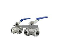 1PC SS304 Stainless Steel Three-Way Ball Valve 1" BSPT Female Thread T Port Full Port DN25