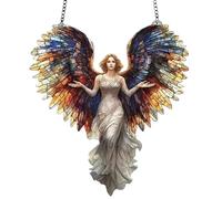 1PC Stained Glass Window Hanging, Acrylic Angel Suncatchers for Windows Hanging, Sun Catchers Indoor Window for Religious Prayer Gifts
