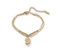 1pc Stainless Steel Bracelets In Golden -colored Double -layer Bracelets With The Geometric Of The Moon And The Stars For Women