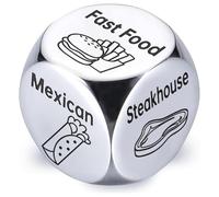 1PC Stainless Steel Hexahedron Food Decision Dice Metal Food Dice Game for Couples Girlfriend Boyfriend Wife Husband on Anniversary Valentines funny Gifts for Him Her