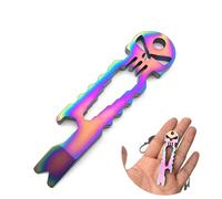 1pc Stainless Steel Skull Keychain Tool, Small Bottle Opener and Spanner, Mini Outdoor Crowbar Keyring for Travel, Hiking or Camping Use