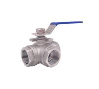 1pc Stainless Steel Switch Ball Valve 1-1/2" inch BSPT Female DN40 SS304 L Type T Flow 3 Way Water Ball Valve(L Flow Type)