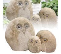 1PC Stone Age Creations, Decorative Stone Owl, Outdoor Animal Owl Ornament Creative Stone Ornament(Owl 5.9in)
