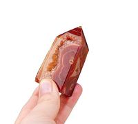 1PC Stone Red Agate Crystal Four Side Column Point Carnelian Tower Home Decoration Ornaments (Size : 70-100g)