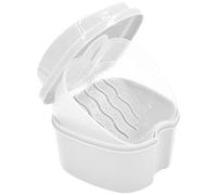 1PC Strong Denture Box With Simple Retrieval Tab Denture Bath Case False Teeth Storage Premium Mouth Guard Box Perfect To Safe Guard Dentures And Valuables(White)