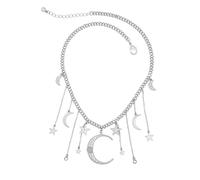 1PC Stylish Star and Moon Clavicle Chain Necklace Delicate Decorative Jewelry for Women Elegant Neck Chain Ornament for Special Occasions and