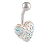 1PC Surgical Steel 14 gauge 3/8 10mm Belly Button Rings Piercing Jewelry navel Ear Lobe Earring 5mm Crystal More Choices, Stainless Steel, no gemstone
