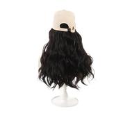 1pc Synthetic Hair For Women's 16-inch Light Beige Letter Embroidered Baseball Cap Water Ripple Wig Large Wave(AT933-4)