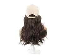 1pc Synthetic Hair For Women's 16-inch Light Beige Letter Embroidered Baseball Cap Water Ripple Wig Large Wave(AT933-9-6A)