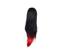 1pc Synthetic Hair Long Red And Black Wig For Women Silky Straight Heat Resistant With Side Bangs Costume Wigs Cosplay(Red and Black 1)