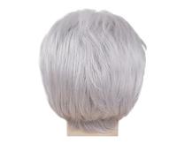 1pc Synthetic White Grey Pixie Wigs With Bangs Short Straight Wig For Women Heat Resistant Gift Old Ladies