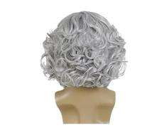 1pc Synthetic Wizard Beard And Wig Sets Short Gray Old Man Curly Costume Zeus Cosplay Suit Grey For Men Party(GRAY)
