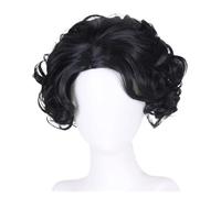 1pc Synthetic Yellow Cosplay Short Curly Wigs For Women Girls Natural Wavy Bright Wig With Bangs Party Drag Costume(Natural Black)