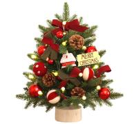 1PC Tabletop Christmas Tree Light Up 18 Inch Small Pine Tree with Ornaments - Christmas Decorations for Home, Office, Party