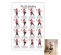 1PC Tai Chi Walking Poster for Adults Beginners Seniors, Mindfulness Qigong Guide Wall Art, Daily Stretching Chart for Home Gym