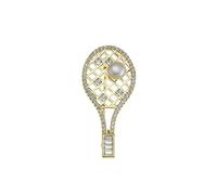 1pc Tennis Racket Brooch Fresh Cute Corsage Suit Coat Pin Gold