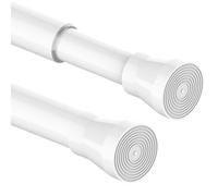 1Pc Tension Rod for Shower Curtain Rail No Drilling Curtain Pole Extendable Rod Easy Fitting for Bathroom White, 190-360cm, Ø32mm