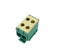 1pc Terminal 50mm2 800V High Current JUT10-50/2 DIN Rail Mounted Aluminium Block Two Enter Two Come Electrical Connection Cable(Yellow Green)