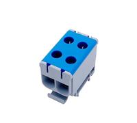 1pc Terminal 50mm2 800V High Current JUT10-50/2 DIN Rail Mounted Aluminium Block Two Enter Two Come Electrical Connection Cable(Blue)