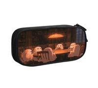 1pc The Ghost is Reading A Book. Pattern Pencil Case, Durablesand Portable Office Stationery Storage Box,Holiday Gift