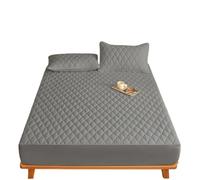 1PC Thicken Solid Color Checked Mattress Cover,Cotton-padded Breathable All Seasons Suitable For The Bedroom(No Pillowcase) for Normal Use(Light Grey,180x200cm)