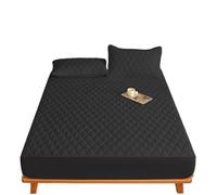 1PC Thicken Solid Color Checked Mattress Cover,Cotton-padded Breathable All Seasons Suitable For The Bedroom(No Pillowcase) for Bed(Black,140x190cm)