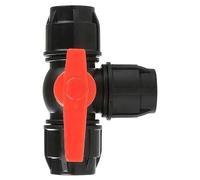 1pc Three-Way Plastic Ball Valve, T-Type PE Quick Connect Pipe Connector for Water, Oil, and Gas Applications(Black,40mm)