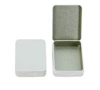 1pc Tin Storage Boxes Metal Rectangular Empty Mini Box Tinplate Push Candy Pill Cases Bins Jar Hinged Containers Organizer (Color : White, Size : Medium)