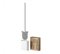 1PC Toilet Brush and Holder Set,Flexible Toilet Bowl Brush Head with Silicone Bristles, Space Saving for Storage,Deep Cleaning,Drip-Proof,Easy to Assemble, White