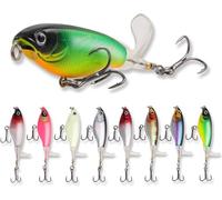 1Pc Topwater Fishing Lures Bass with Floating Tractor Rotating Tail Barb Treble Hooks Artificial Hard Bait Swimbait Lures Surface Crankbait for Bass Trout Walleye Pike Musky Fishing Topwater